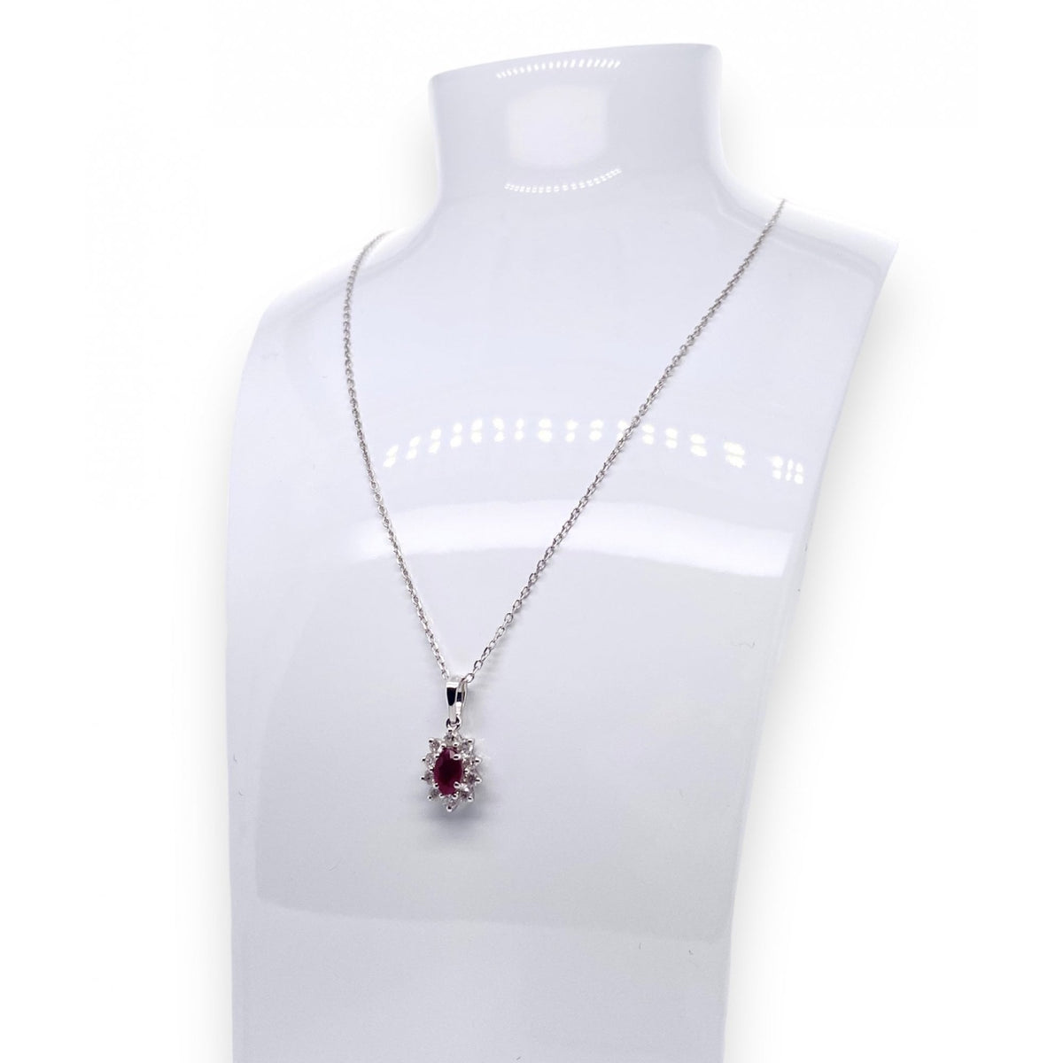 18ct White Gold Ladies Ruby & Diamond Pendant