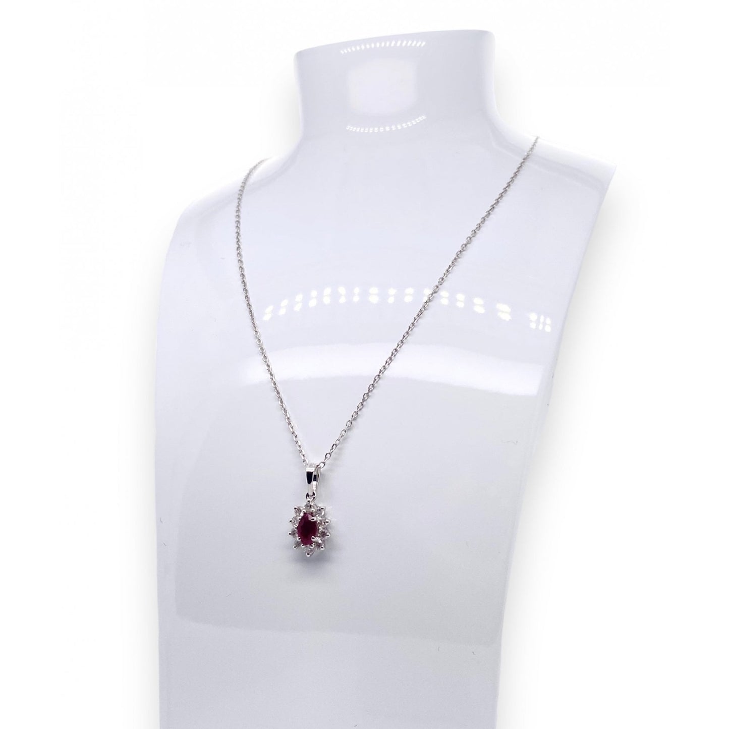 18ct White Gold Ladies Ruby & Diamond Pendant