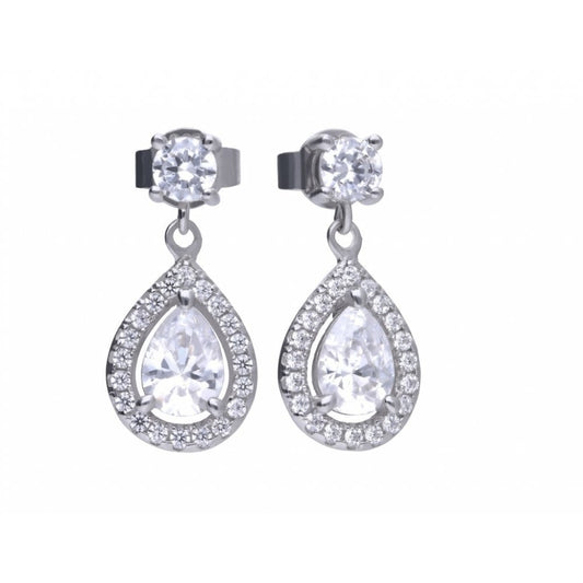 Sterling Silver Teardrop Zirconia Drop Earrings E5594
