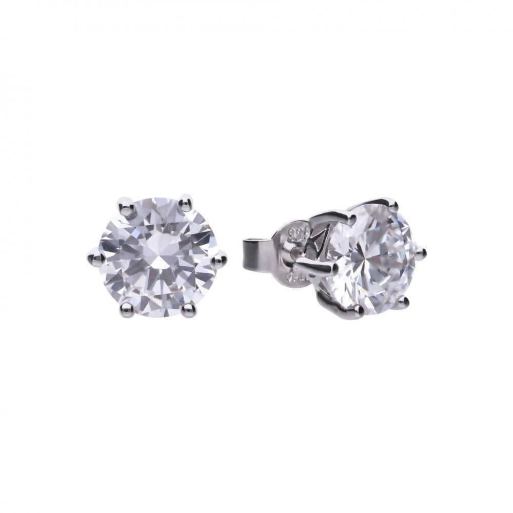 Sterling Silver Ladies Six Claw CZ 2 Carat Stud Earrings E5631