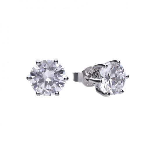 Sterling Silver Ladies Six Claw CZ 2 Carat Stud Earrings E5631