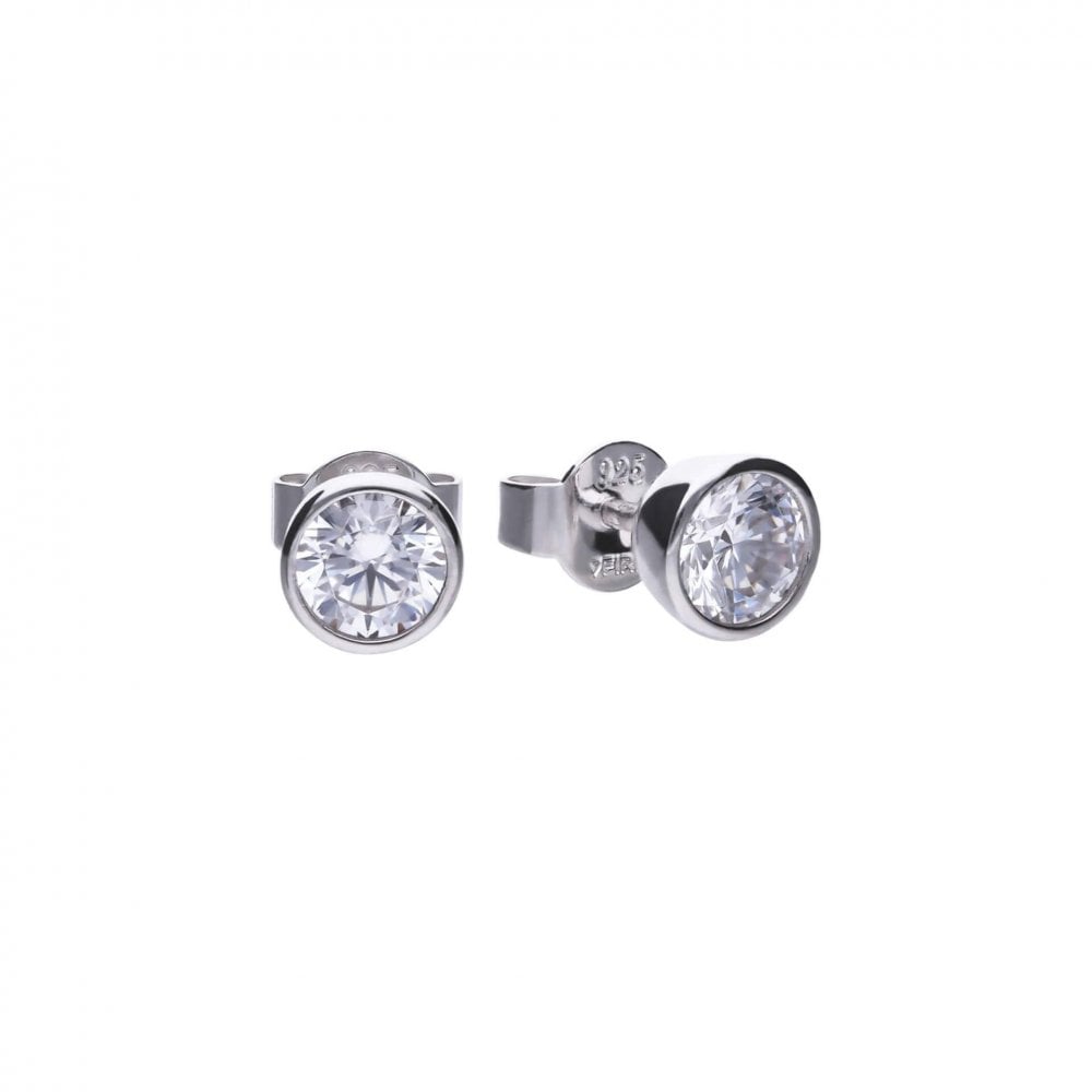 Sterling Silver CZ Bezel 0.50ct Carat Stud Earrings E5618