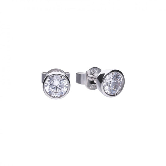 Sterling Silver CZ Bezel 0.50ct Carat Stud Earrings E5618