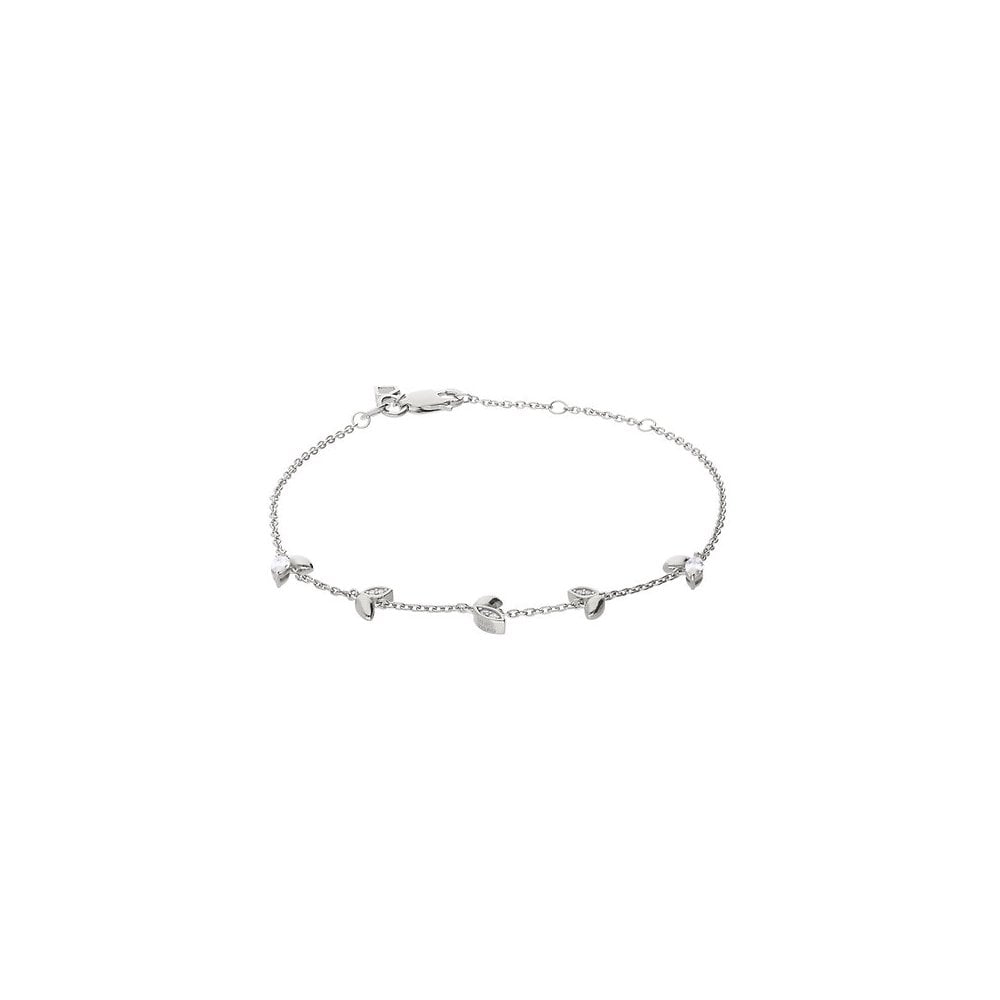 Sterling Silver Cubic Zirconia Leaf Bracelet B5304