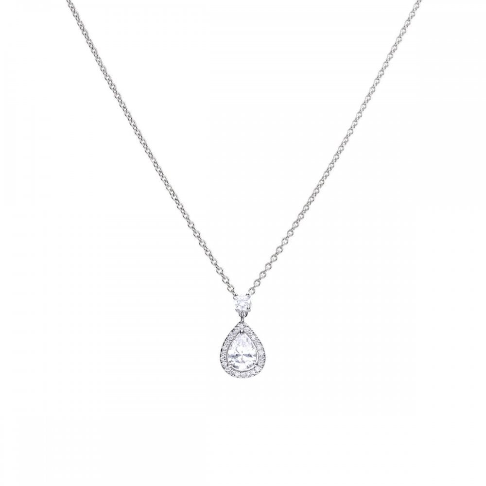Sterling Silver Teardrop Shaped Zirconia Drop Pendant P4623