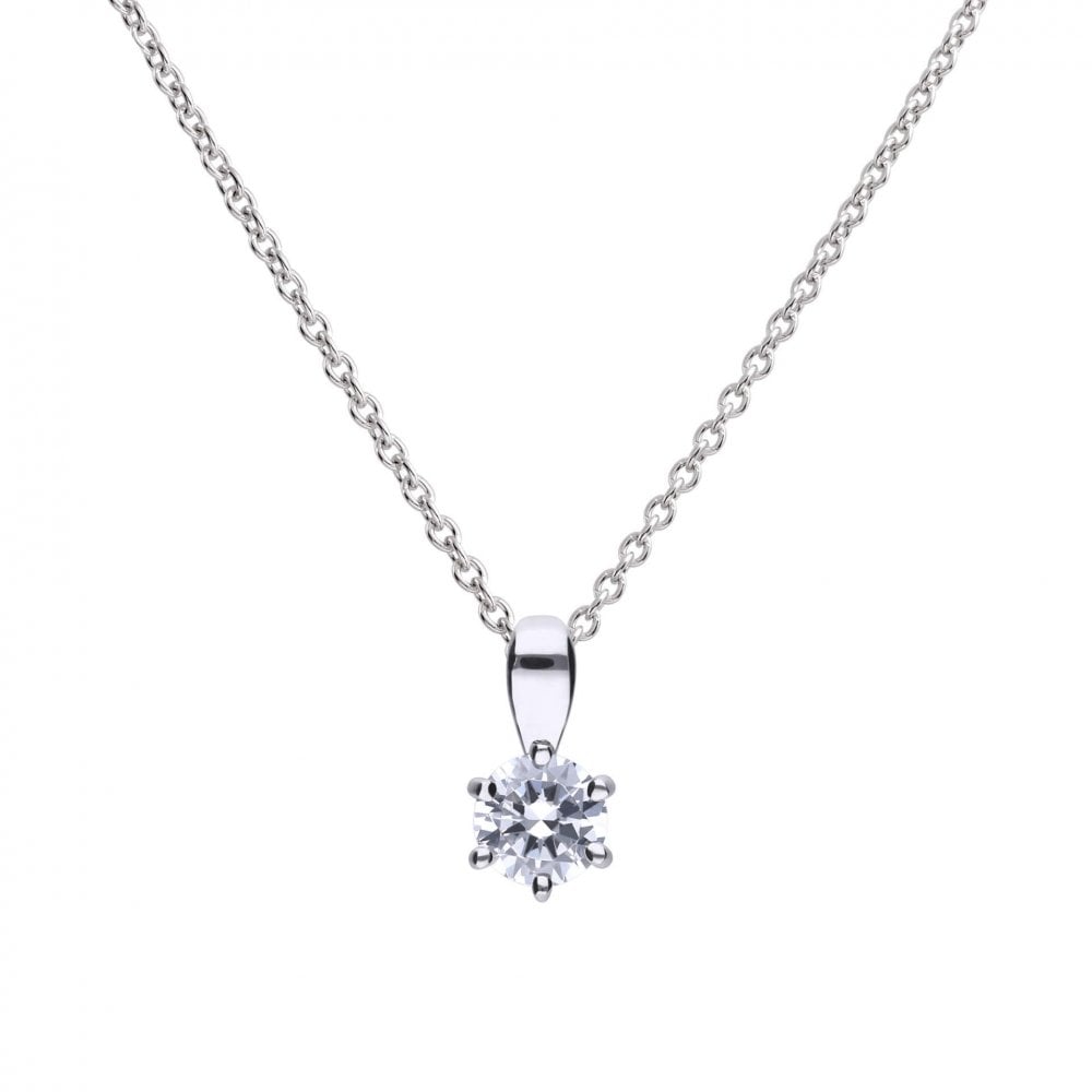 Sterling Silver Six Claw Cubic Zirconia 1.50ct Pendant P4607