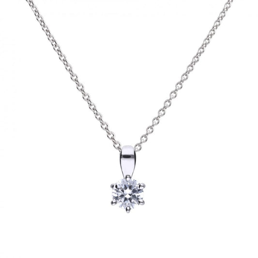 Sterling Silver Six Claw Cubic Zirconia 1.50ct Pendant P4607