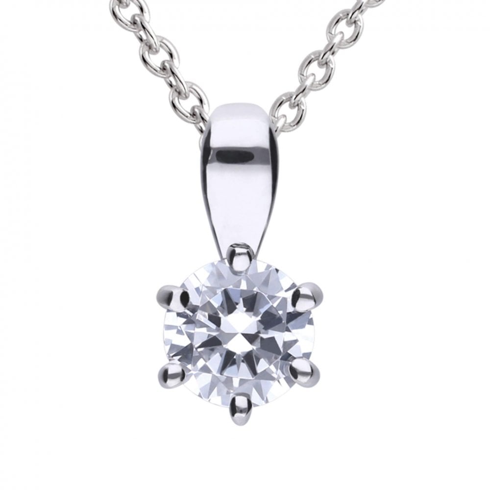 Sterling Silver Six Claw Cubic Zirconia 1.50ct Pendant P4607