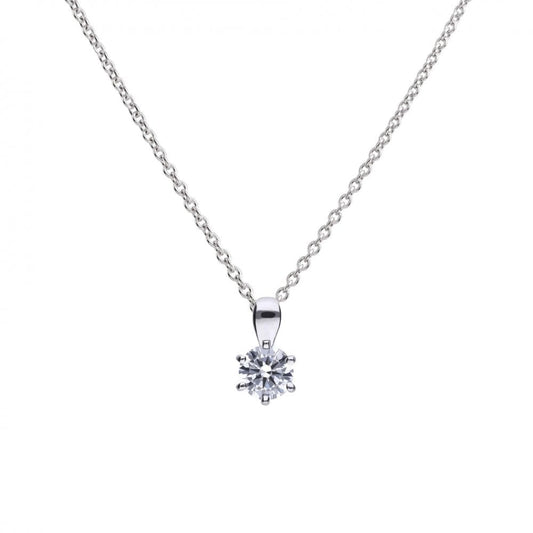 Sterling Silver Six Claw Cubic Zirconia 0.75ct Pendant P4609