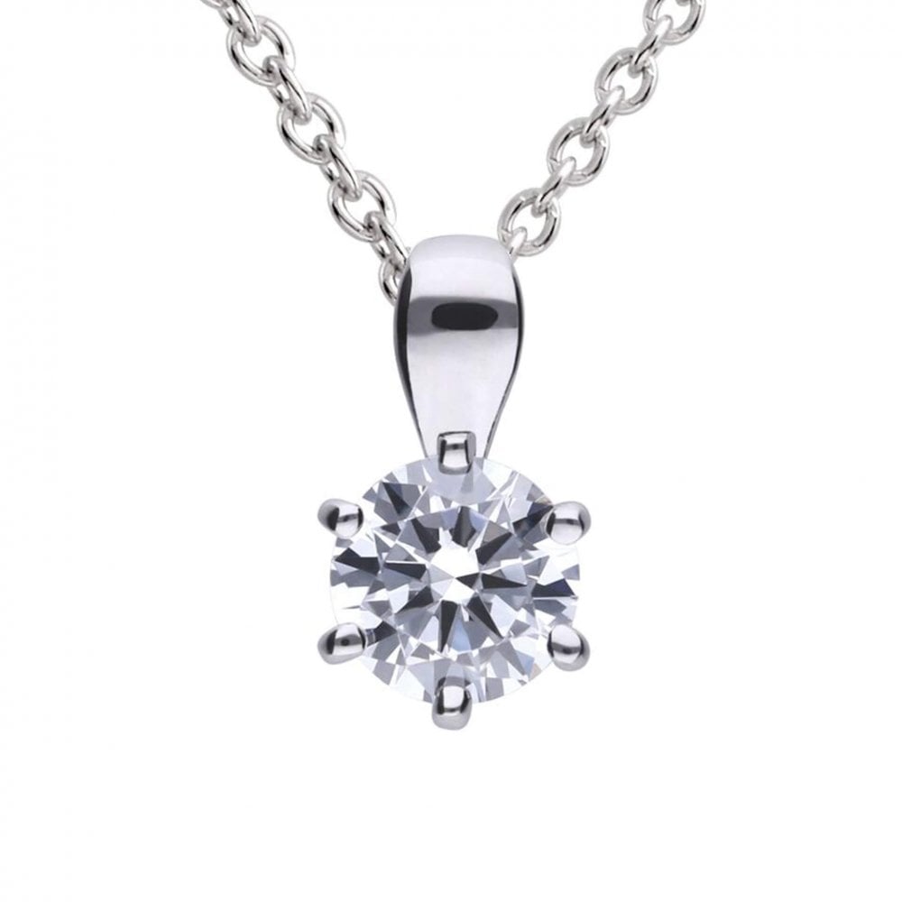 Sterling Silver Six Claw Cubic Zirconia 0.75ct Pendant P4609