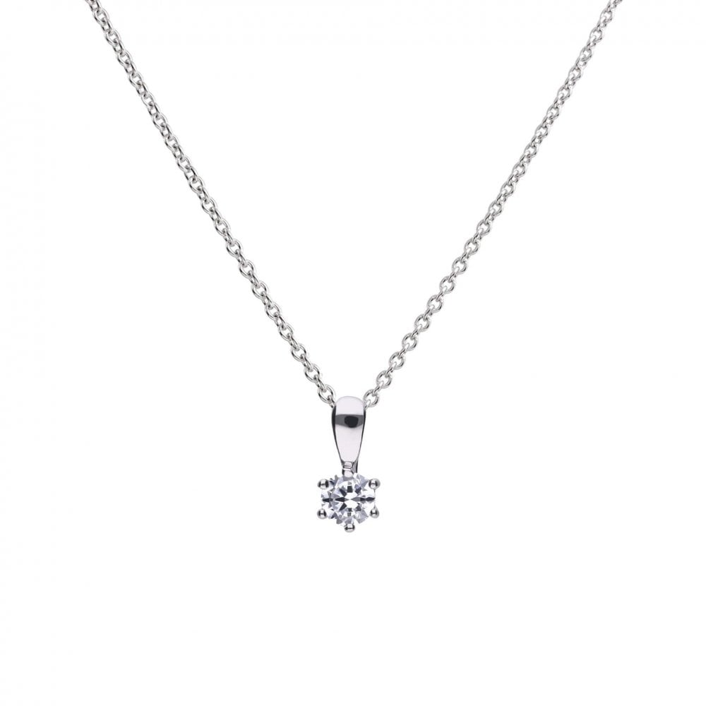 Sterling Silver Six Claw Cubic Zirconia 0.25ct Pendant P4611
