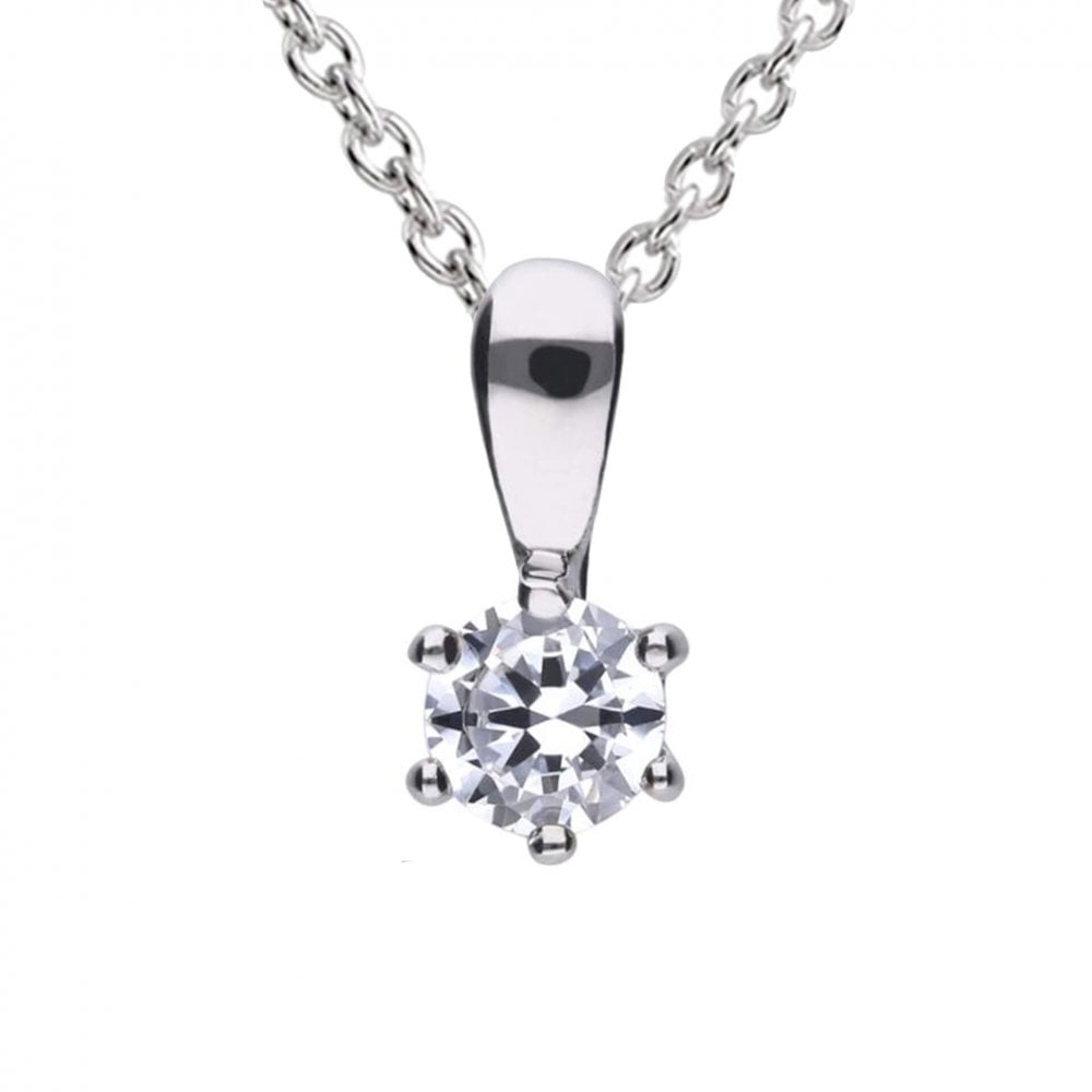 Sterling Silver Six Claw Cubic Zirconia 0.25ct Pendant P4611