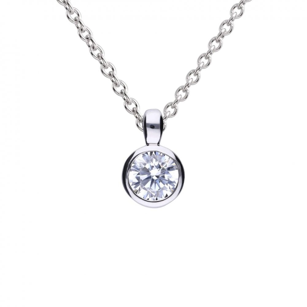 Sterling Silver Cubic Zirconia 0.50ct Bezel Pendant P4641
