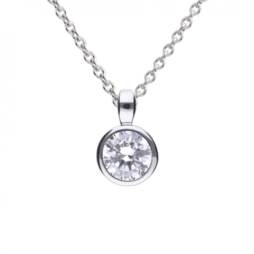 Sterling Silver Bezel 0.75ct Cubic Zirconia Pendant P4642