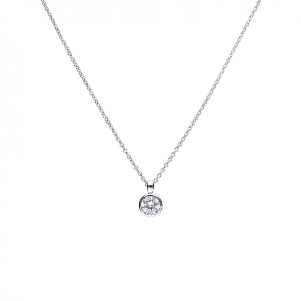 Sterling Silver Bezel 0.75ct Cubic Zirconia Pendant P4642