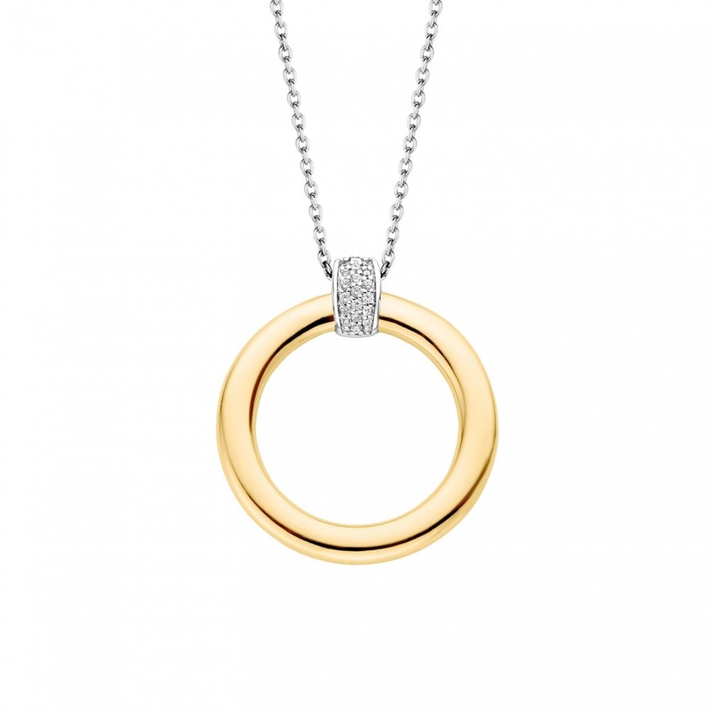 Ladies Sterling Silver With Gold Finish Circle Pendant 3924ZY/48