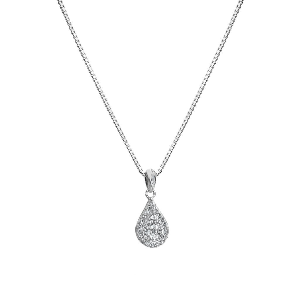 Silver White Topaz and Diamond Pendant Glimmer DP913