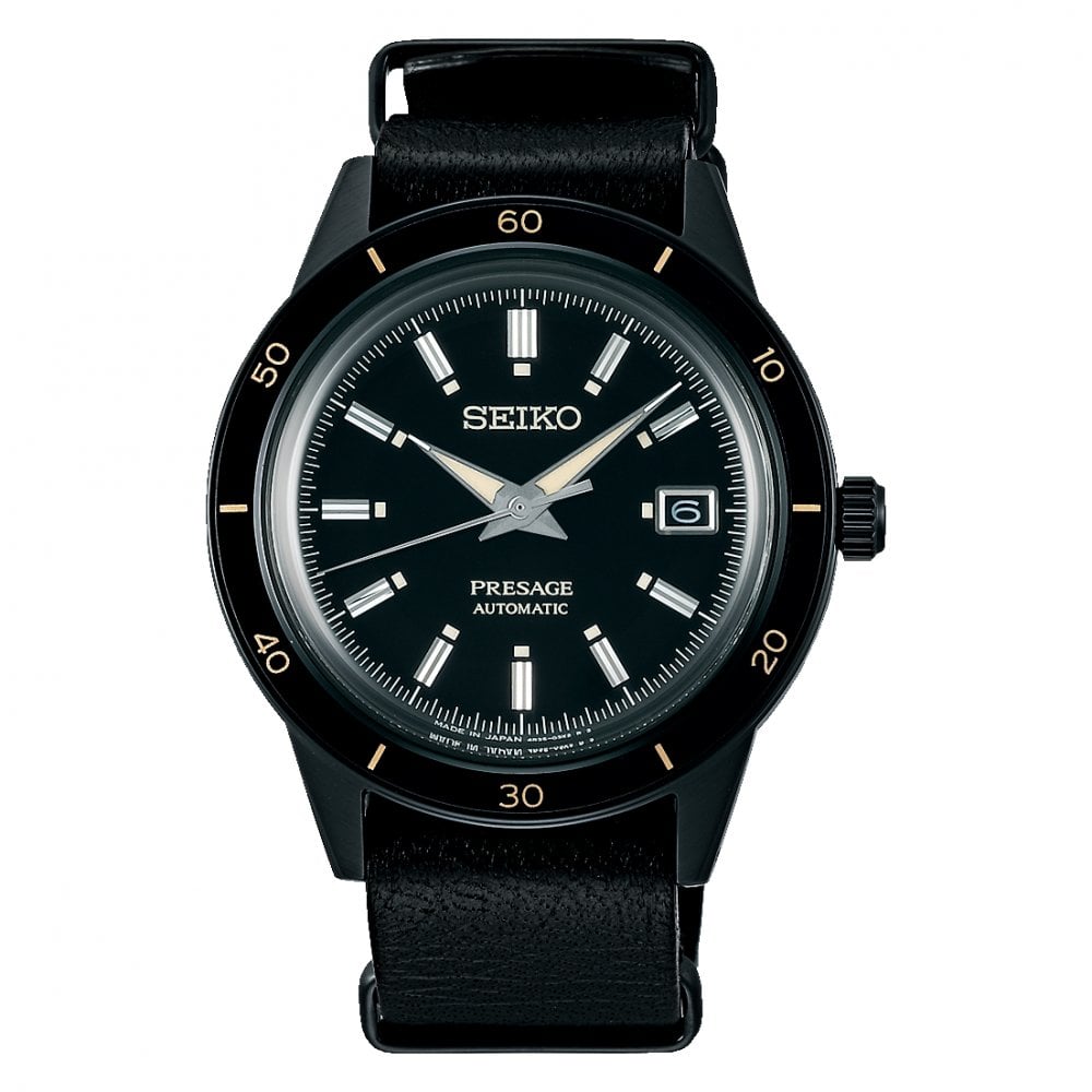 Presage Black Automatic Dress Watch on Strap 'Stealth' SRPH95J1