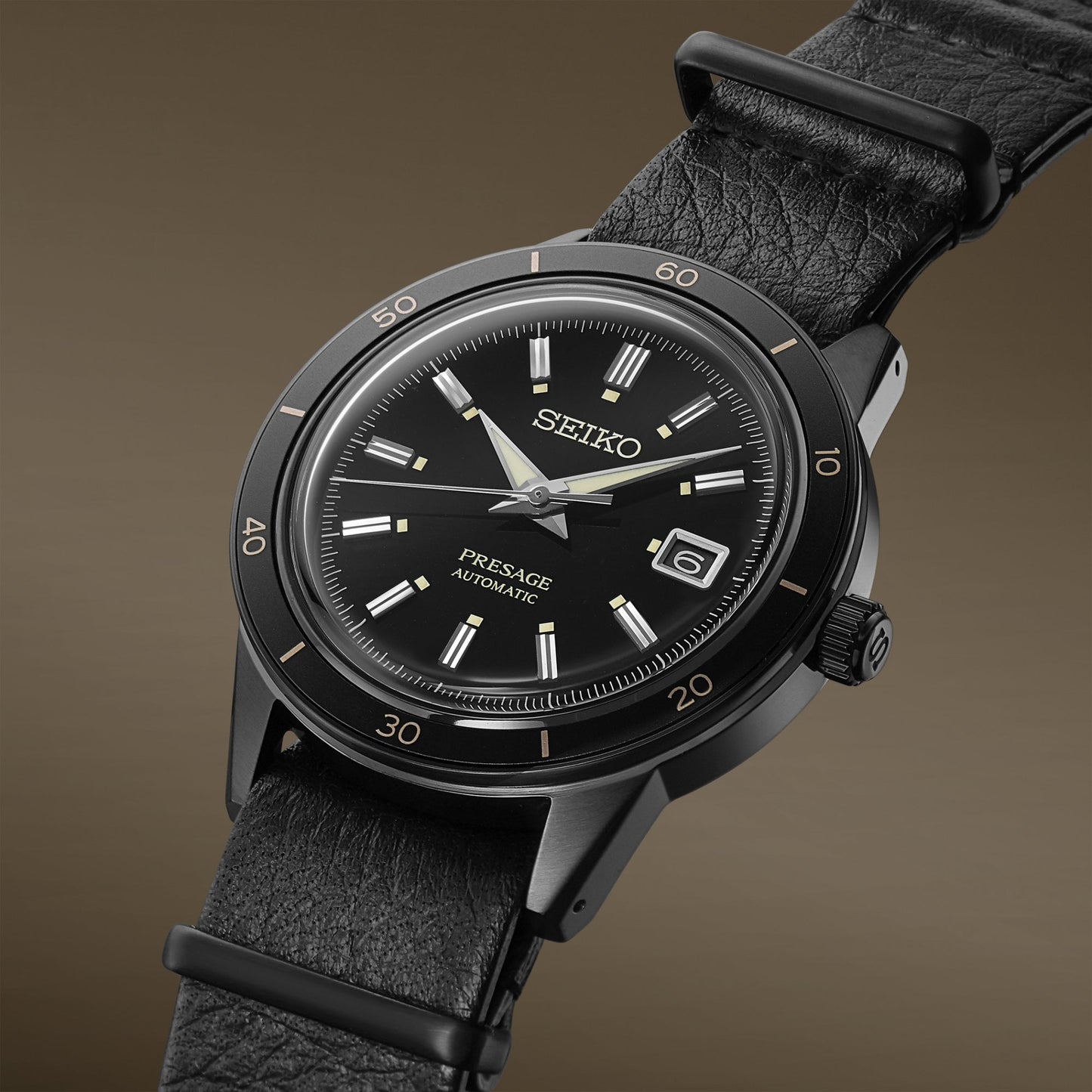Presage Black Automatic Dress Watch on Strap 'Stealth' SRPH95J1