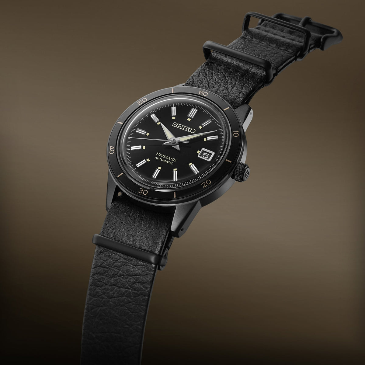 Presage Black Automatic Dress Watch on Strap 'Stealth' SRPH95J1