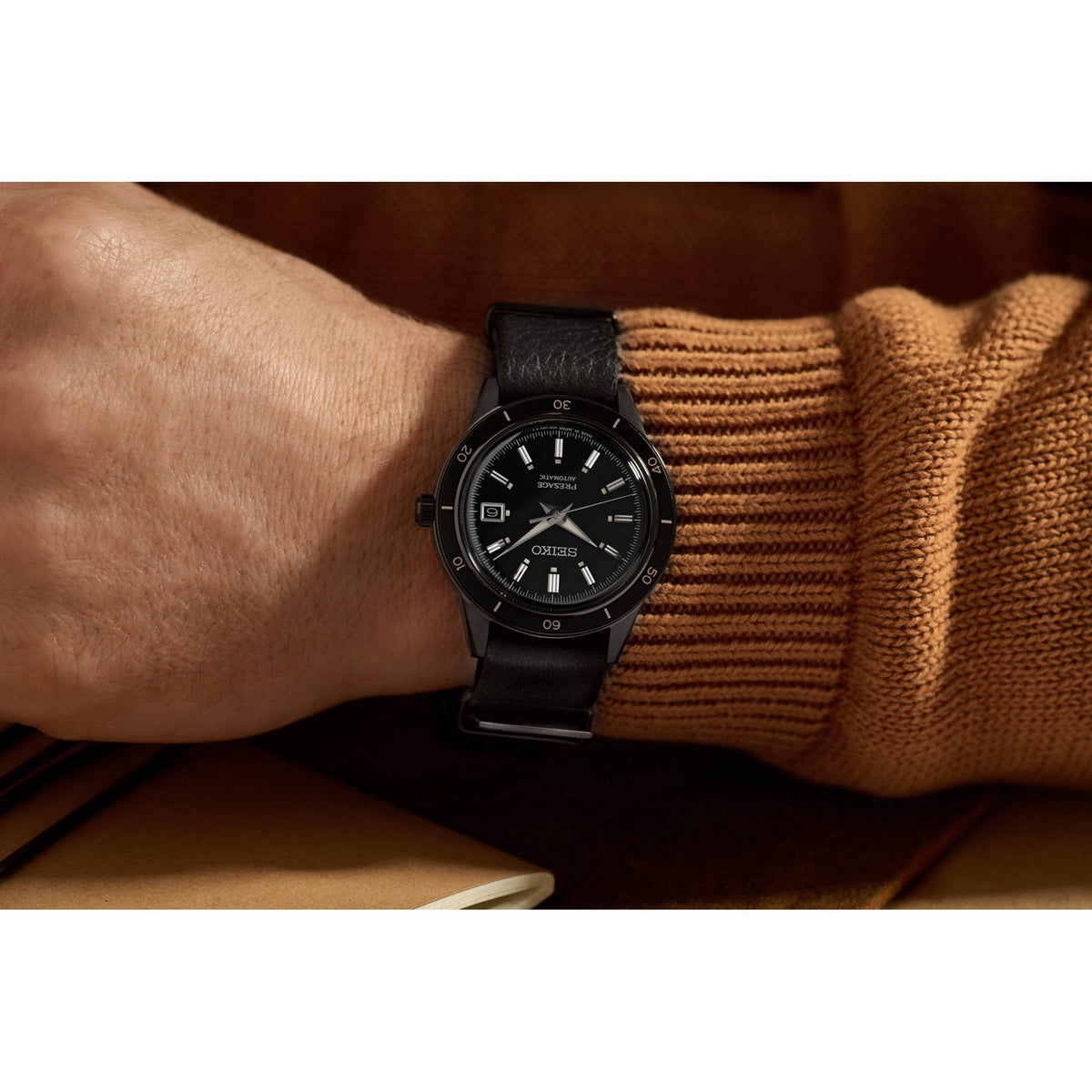 Presage Black Automatic Dress Watch on Strap 'Stealth' SRPH95J1