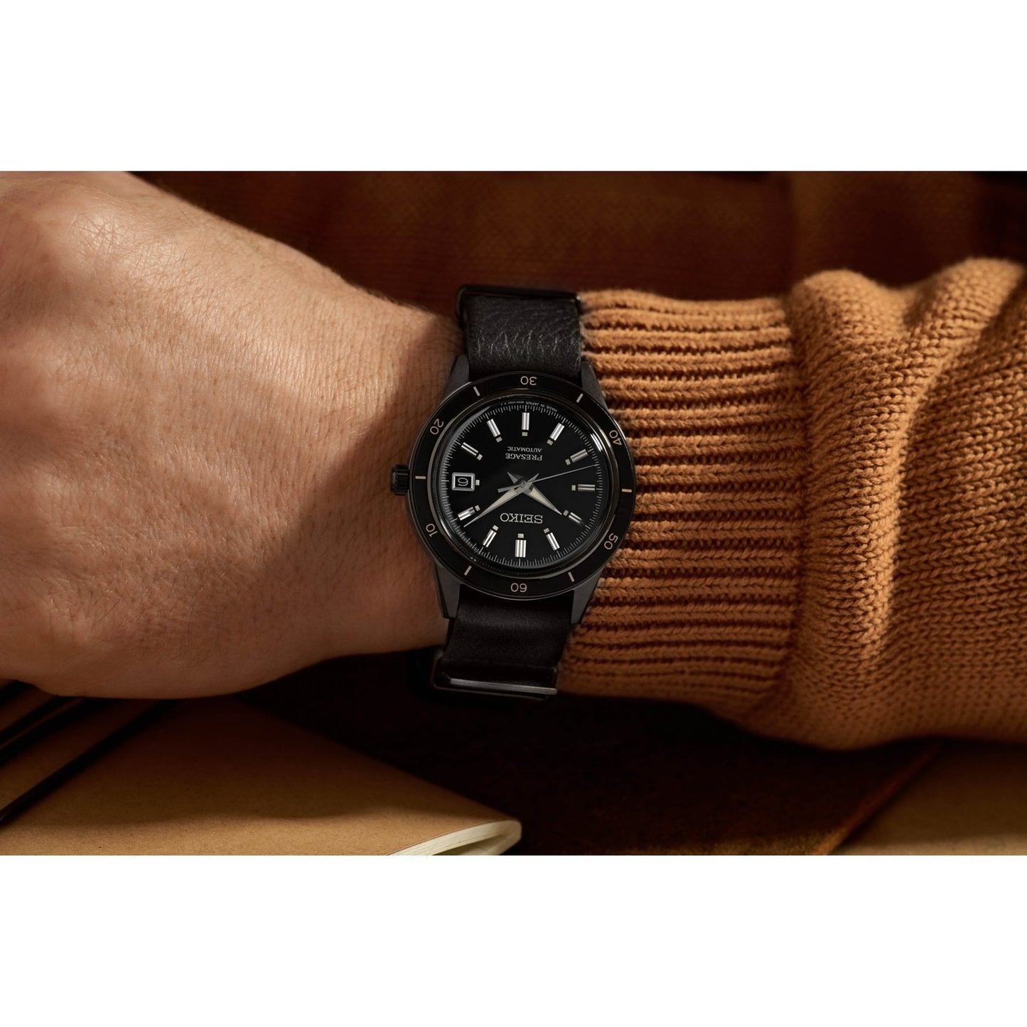 Presage Black Automatic Dress Watch on Strap 'Stealth' SRPH95J1