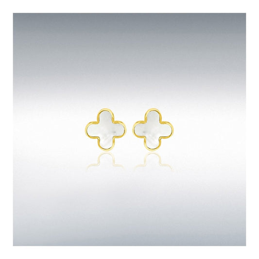 9ct Yellow Gold Mother Of Pearl Petal Stud Earrings
