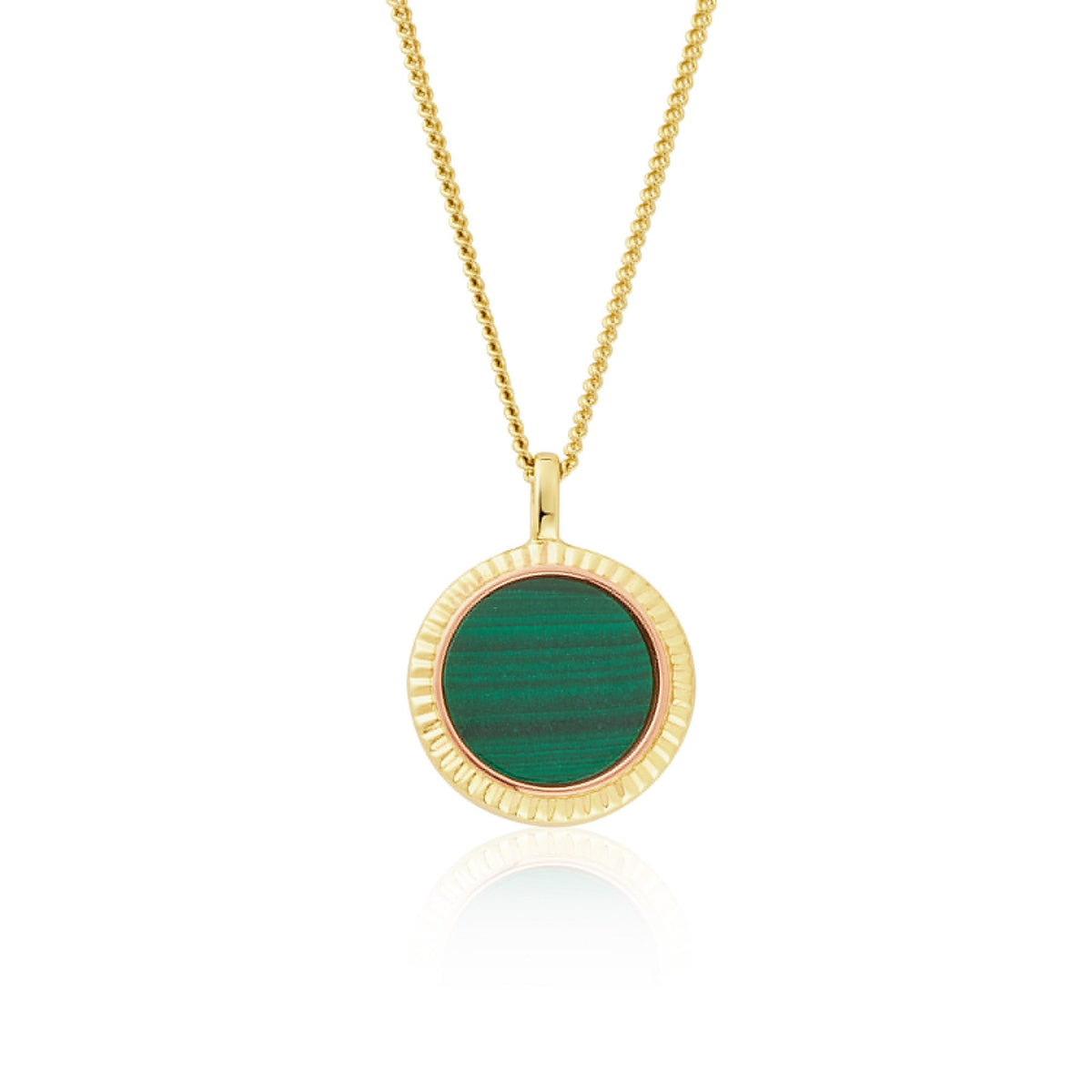 9ct Gold Reflections of Padarn Malachite Round Pendant GMCH0357
