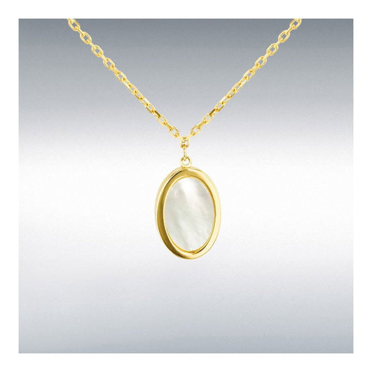 9ct Yellow Gold Oval Mother Of Pearl Pendant