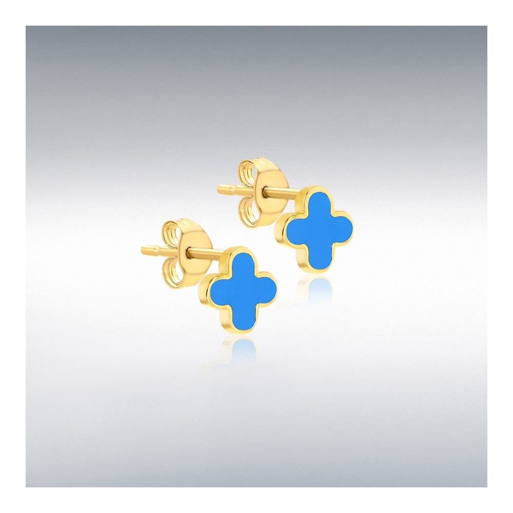 9ct Yellow Gold Turquoise Petal Stud Earrings