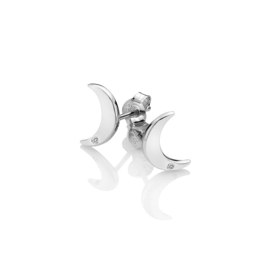 Sterling Silver Ladies Diamond Moon Srud Earrings DE588