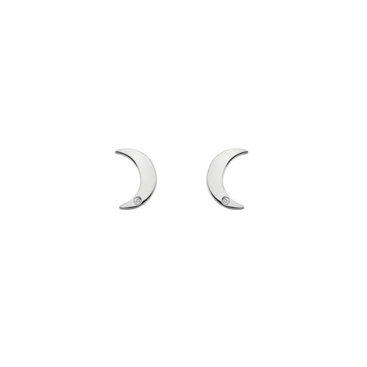 Sterling Silver Ladies Diamond Moon Srud Earrings DE588
