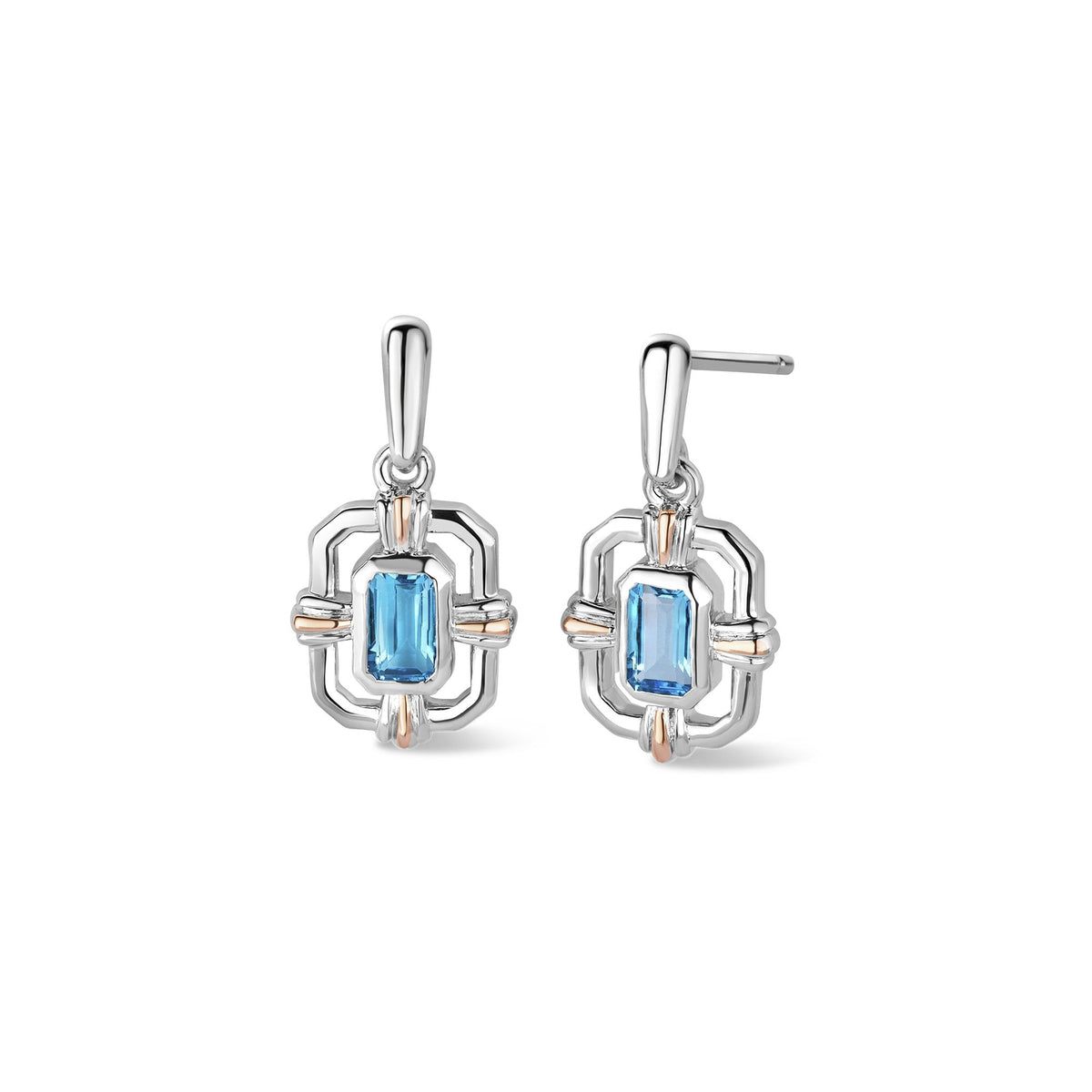 Silver & Gold Enchanted Gateways Topaz Stud Earrings 3SEGW0731