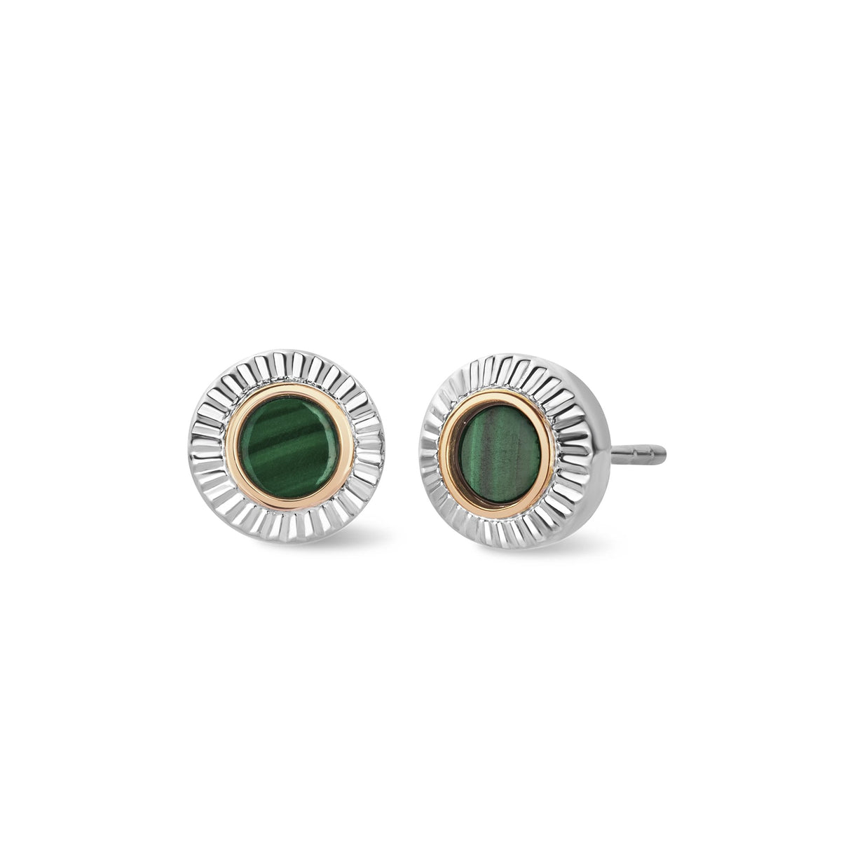 Silver & Gold Reflectons of Padarn Malachite Earrings 3SMCH0754