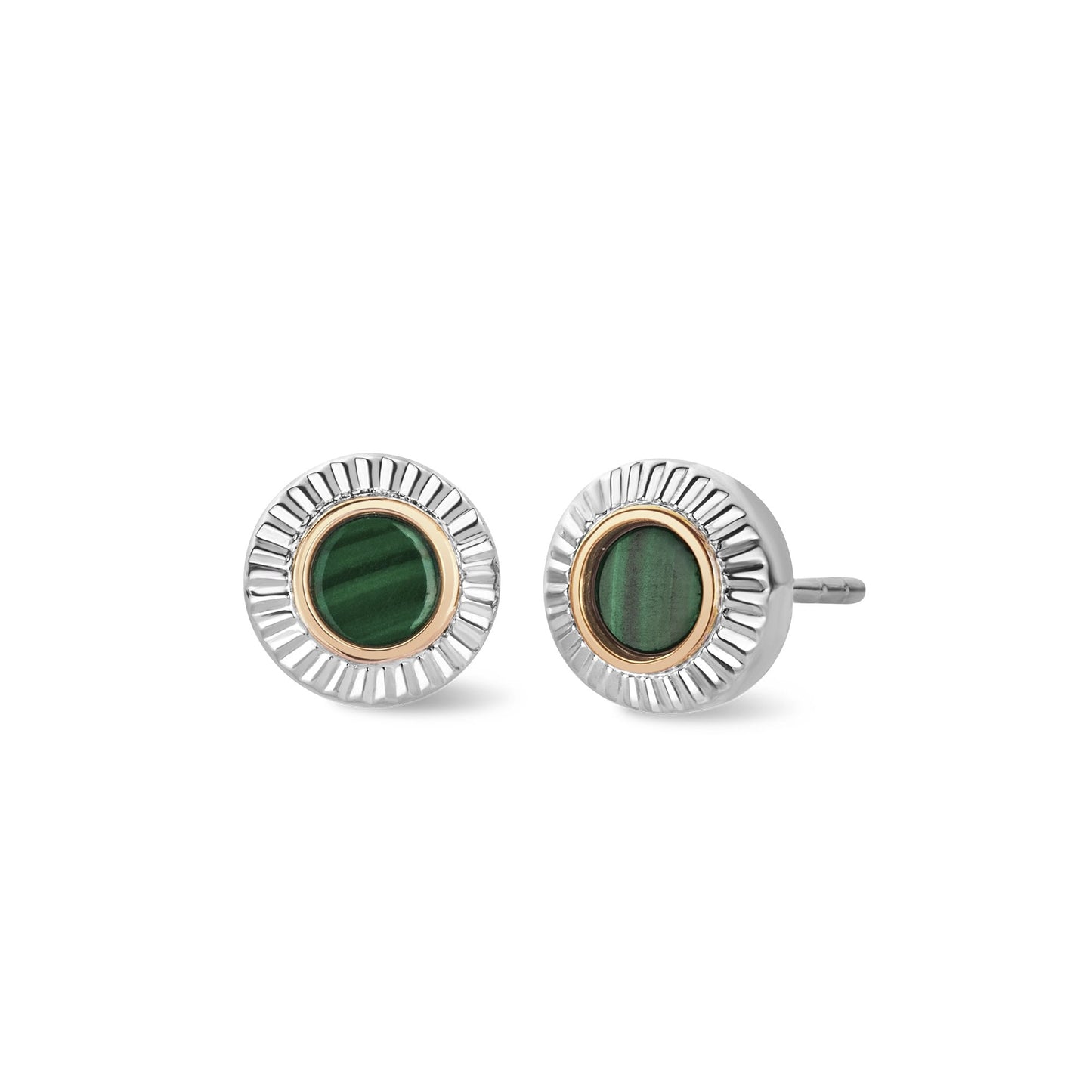 Silver & Gold Reflectons of Padarn Malachite Earrings 3SMCH0754