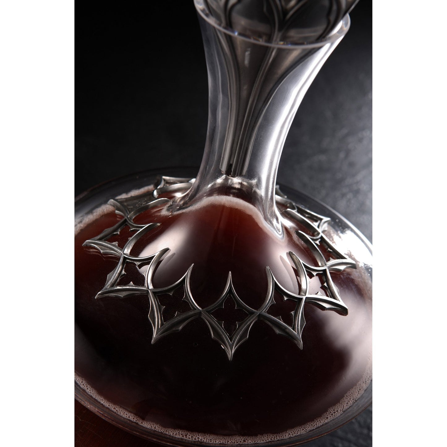 Glass and Pewter Decanter Tracery 014189A