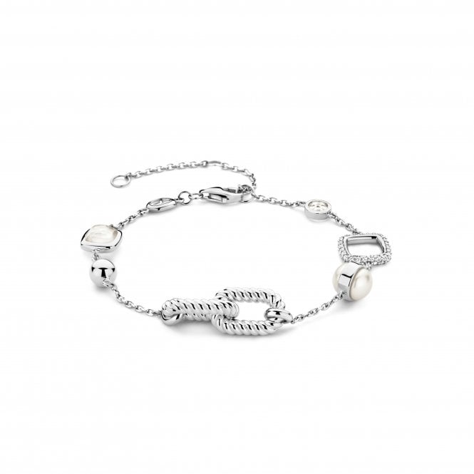 Sterling Silver Mother Of Pearl & CZ Bracelet 23033ZI