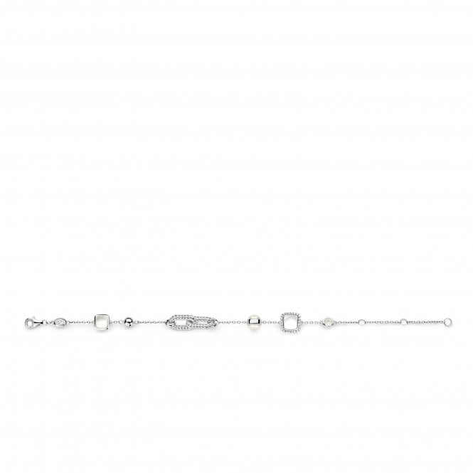 Sterling Silver Mother Of Pearl & CZ Bracelet 23033ZI