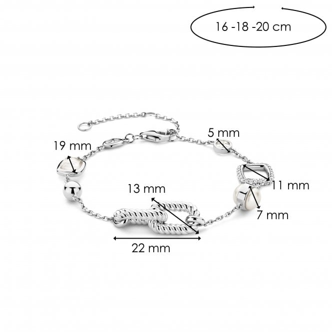 Sterling Silver Mother Of Pearl & CZ Bracelet 23033ZI