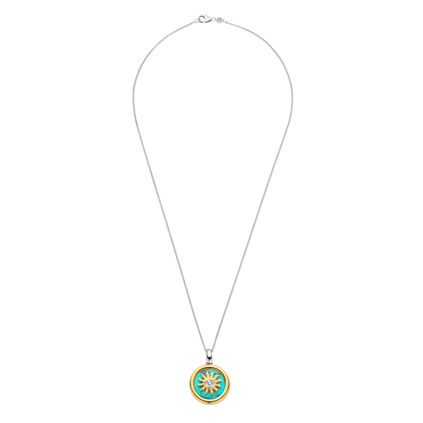 Sterling Silver Turquoise & CZ Sun Pendant 6831TQ