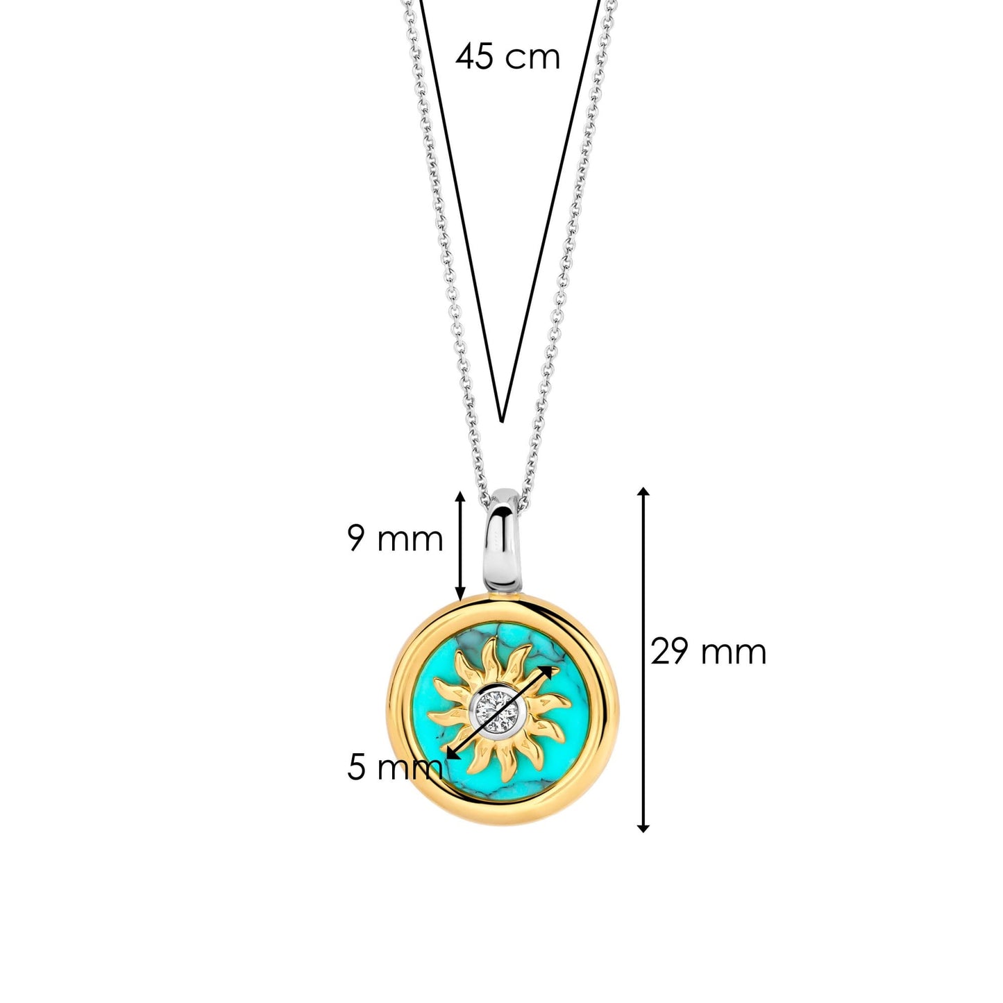 Sterling Silver Turquoise & CZ Sun Pendant 6831TQ