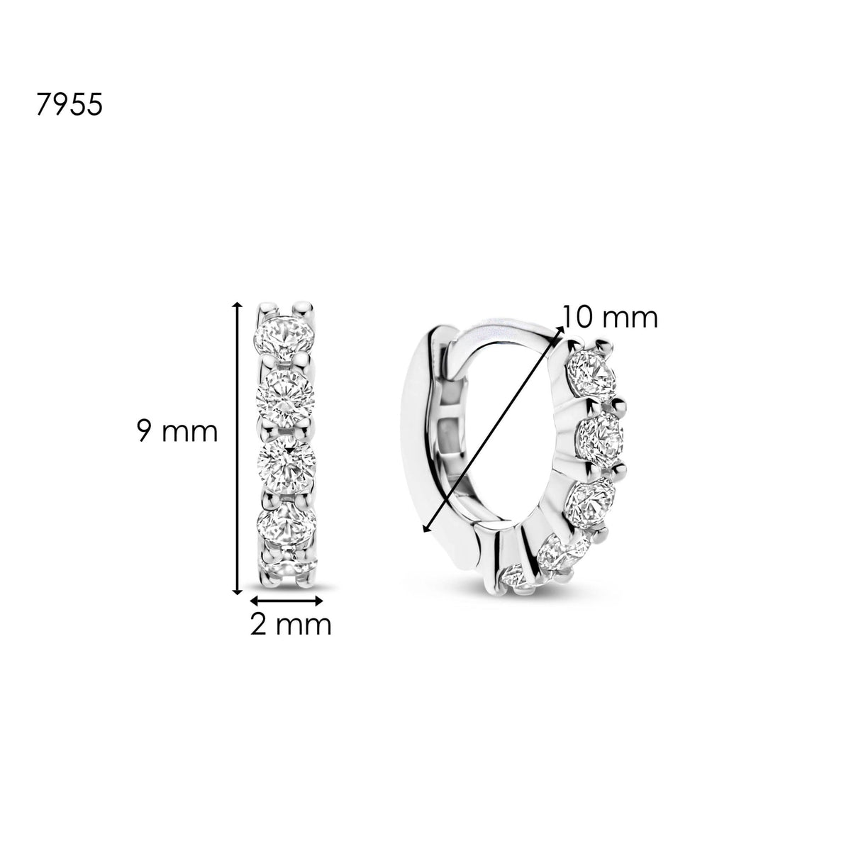 Sterling Silver Cubic Zirconia Mini Huggies 7955ZI