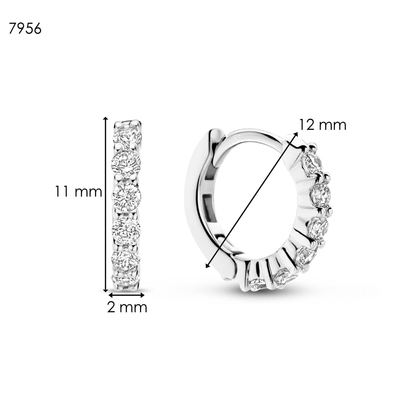 Sterling Silver Cubic Zirconia Huggie Hoops 7956ZI