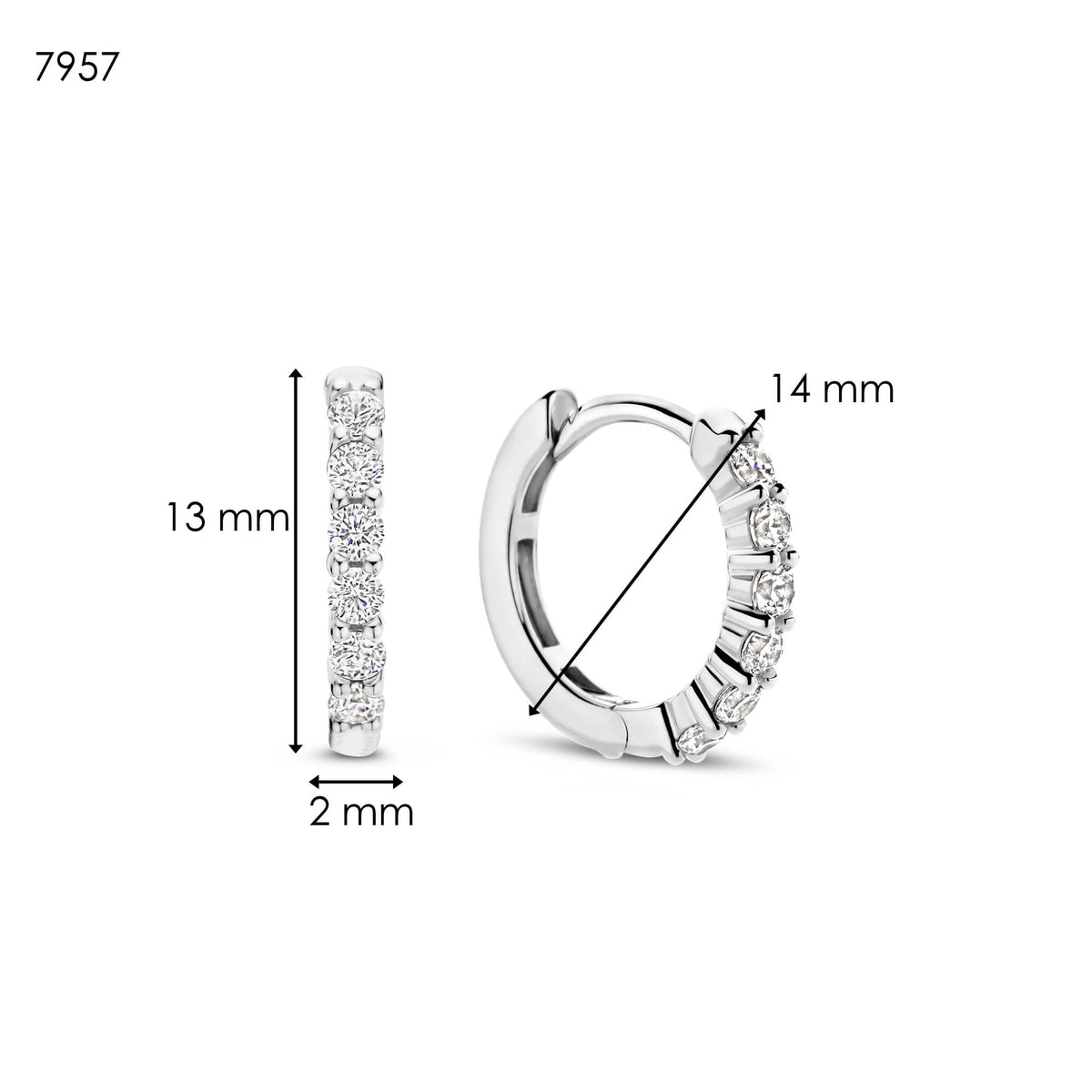 Sterling Silver Cubic Zirconia Small Hoop Earrings 7957ZI