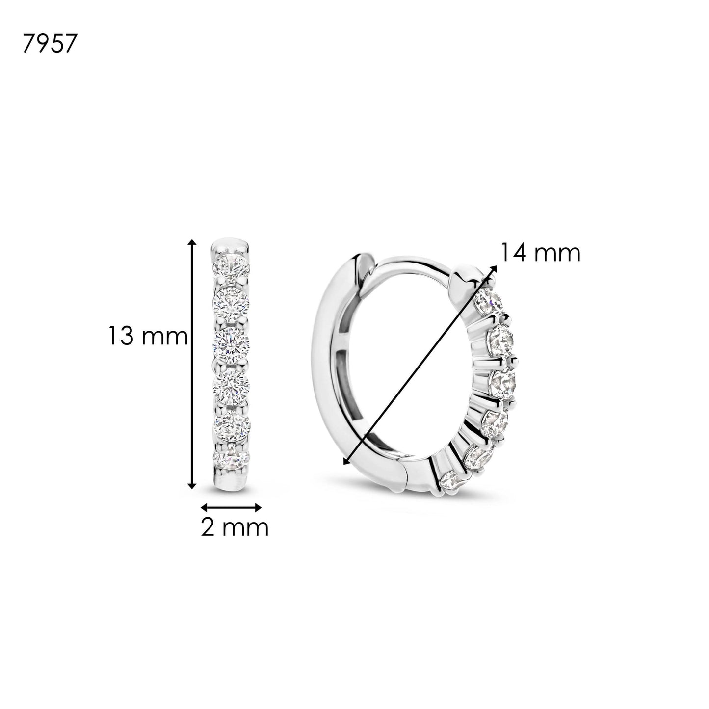 Sterling Silver Cubic Zirconia Small Hoop Earrings 7957ZI