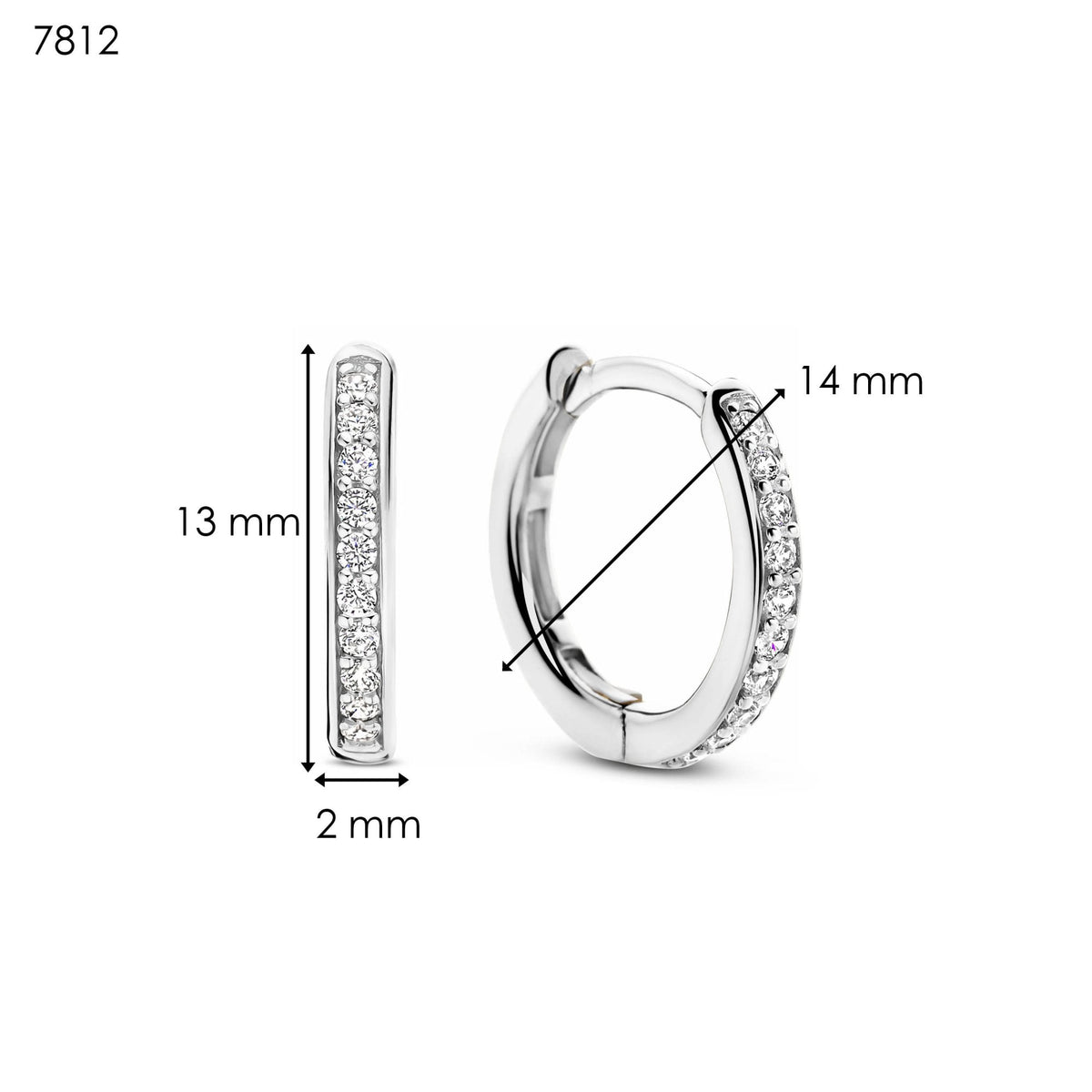 Sterling Silver Cubic Zirconia Hoop Earrings 7812ZI