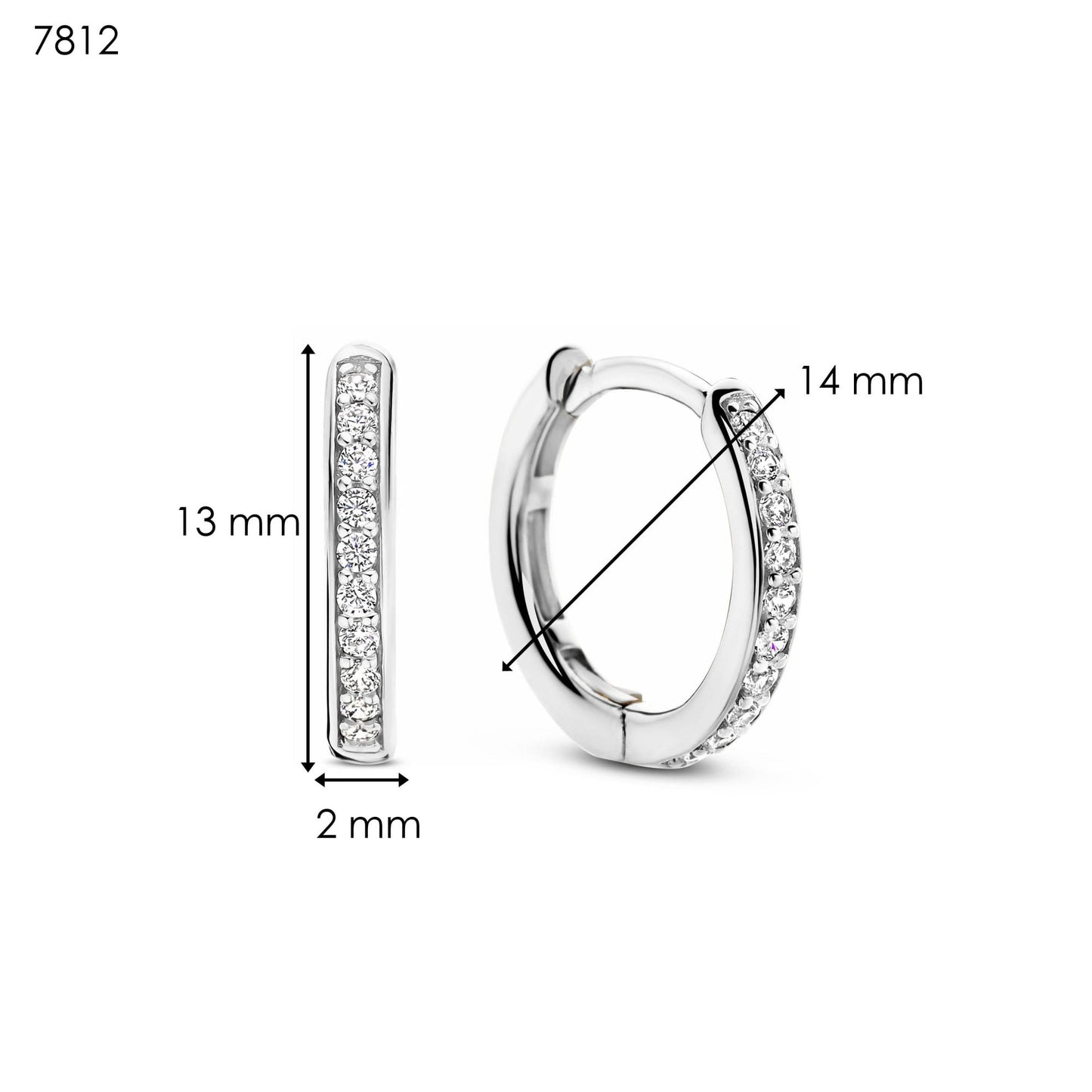 Sterling Silver Cubic Zirconia Hoop Earrings 7812ZI
