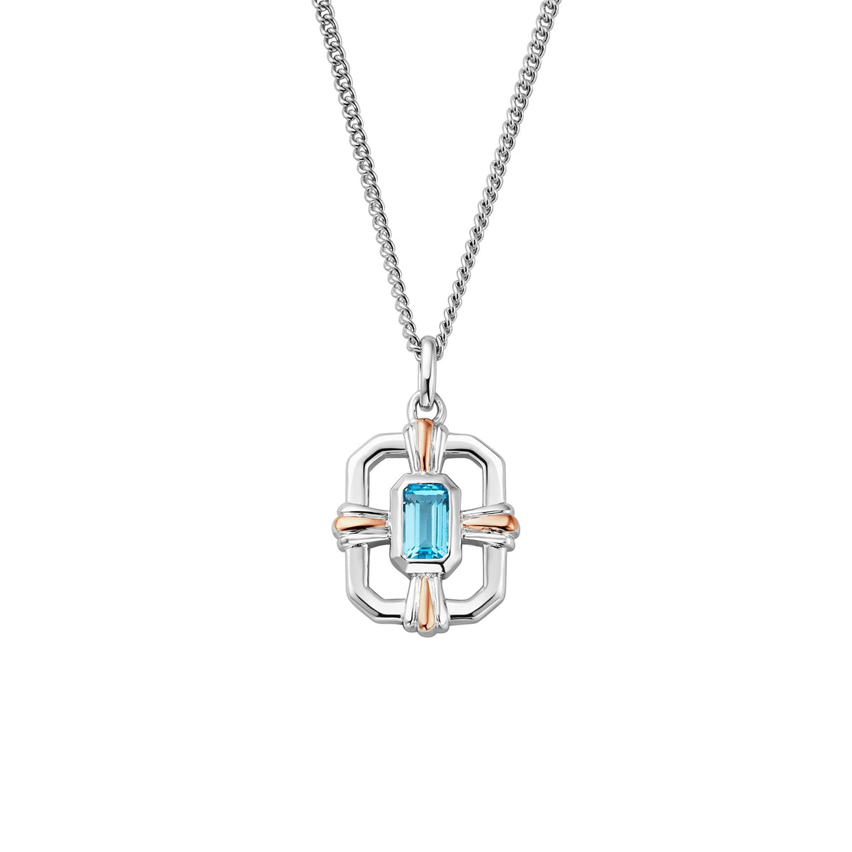 Silver & Gold Enchanted Gateways Blue Topaz Pendant 3SEGW0728