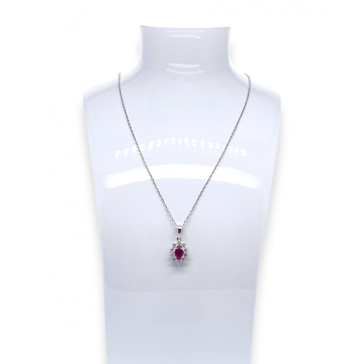 18ct White Gold Ladies Ruby & Diamond Pendant