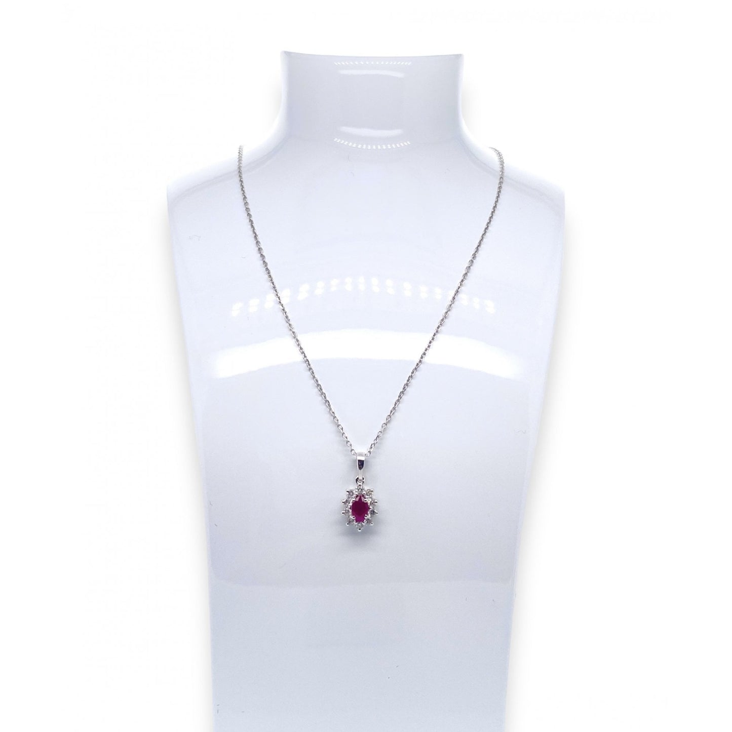 18ct White Gold Ladies Ruby & Diamond Pendant